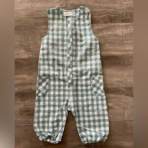 Pehr Green and White Checkered Jumpsuit
